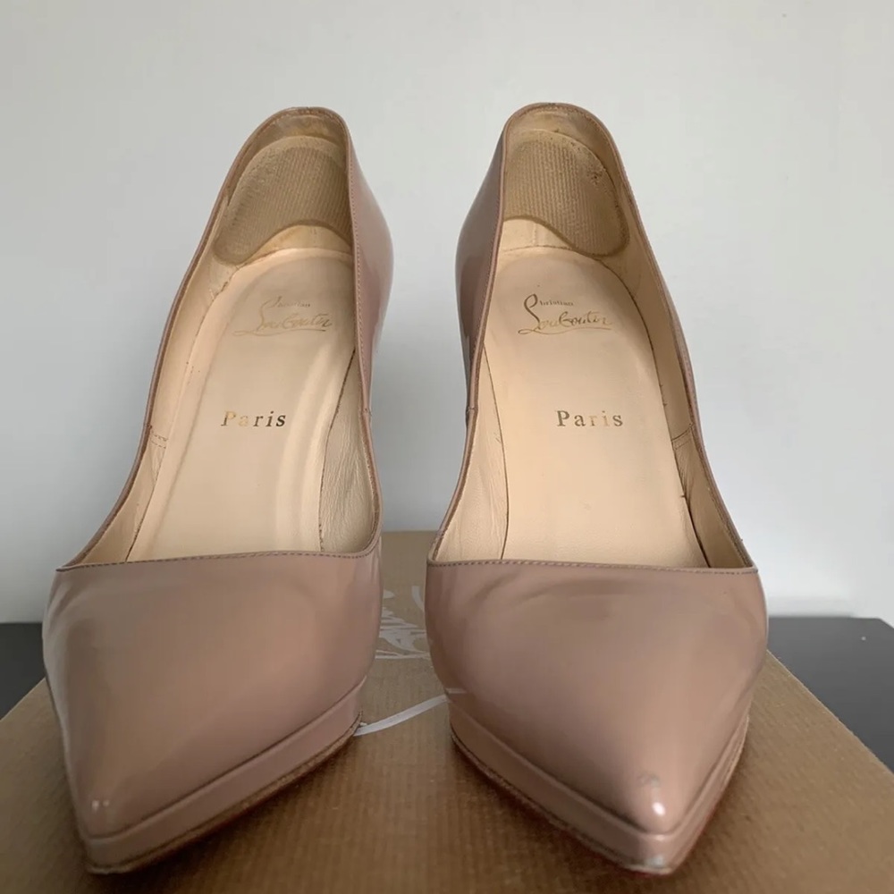 Christian Louboutin Pigalle Plato 120 Patent Calf Nude  Size EU39 / US8.5-9